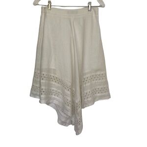 Banana Republic V-Eyelet Hem Linen/Cotton Asymmetrical Summer Skirt-Sz-0